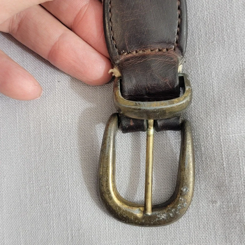 YRI Designs Mens Ribbon Belt BL initials Burgundy Leather Canvas Brass Buckle 36